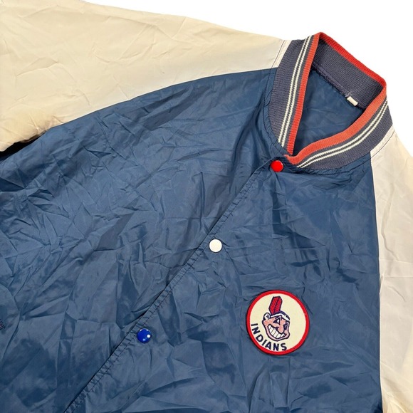 Vtg Cleveland Indians Nylon Jacket Snap Chief Wahoo Windbreaker RARE!  *Read‎ - Picture 1 of 12